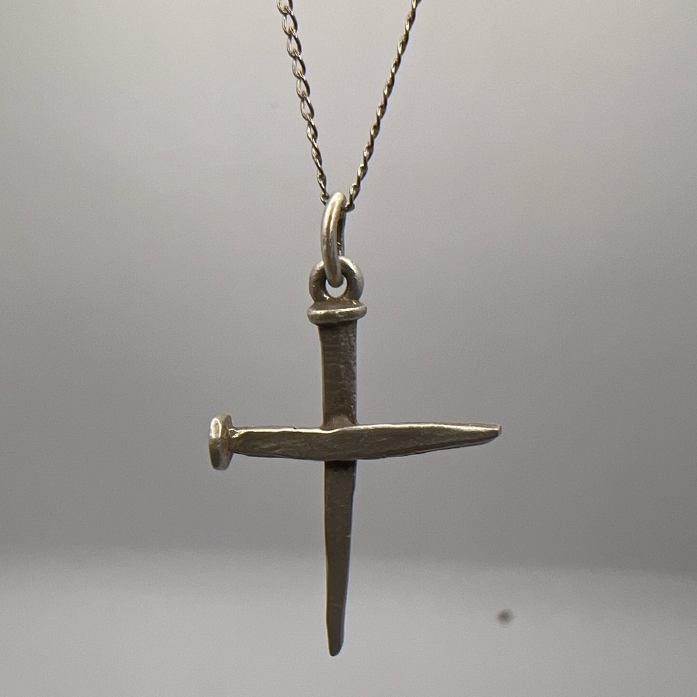 Vintage Sterling silver nail cross charm pendent y2k 2000s